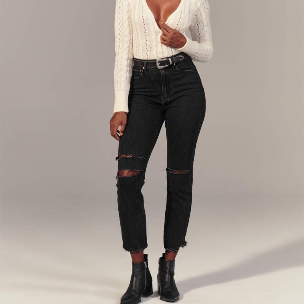 Abercrombie & Fitch Black High Waist Mom Jeans